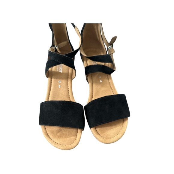 GABOR BLACK SUEDE Sandal Raffia Wedge Size UK 8 US 10-10.5 NWOB - Picture 6 of 9